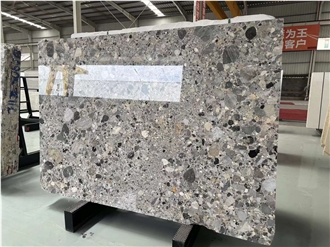 Stone Grigio Conglomerate Slab For Floor Tile