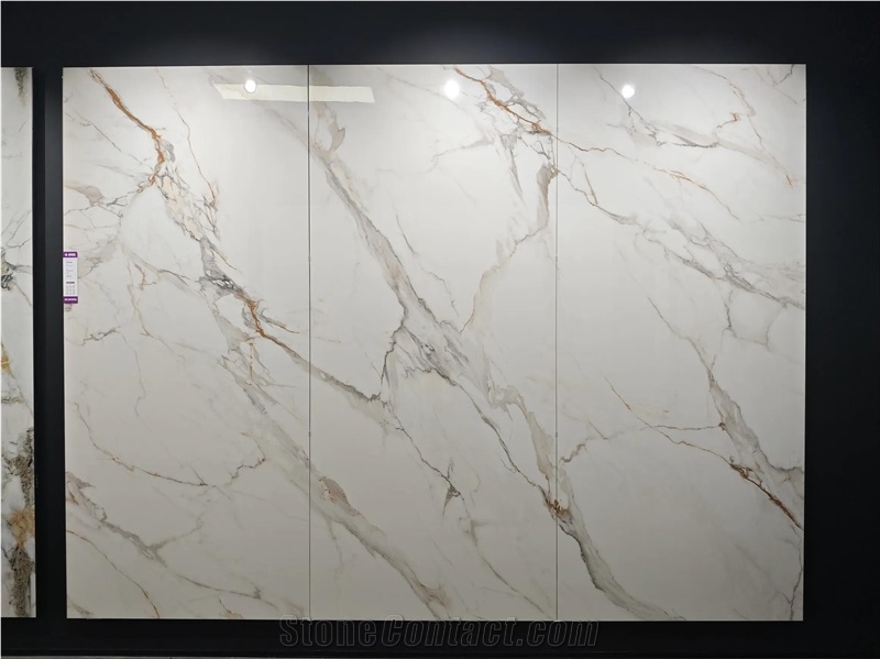 Polished 2400*1200MM Fish Belly Sintered Stone Slabs