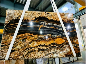 Gold Black Fusion Granite Slabs