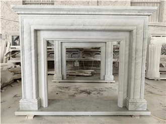 Splicing Cararra White Marble Fireplace Mantel