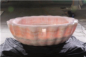 Pink Onyx Freestanding Bathtub