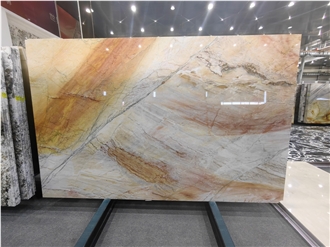 Polished New Rainbow Impression Quartzite Slab For Tiles