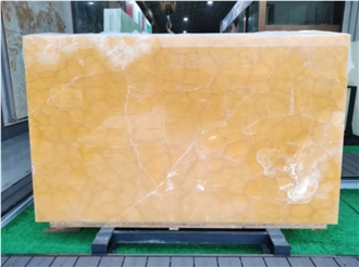 Polished Orange Onyx Slab For Wall And Floor Tiles