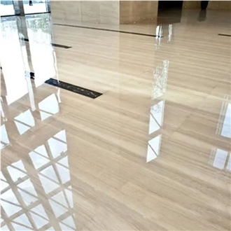 Chinese White Wood Grain Veins Marble Honed Tiles