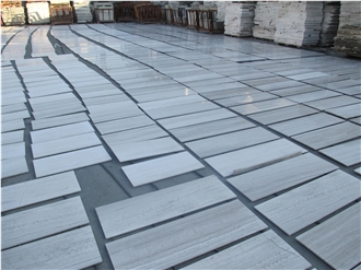 Chinese White Wood Grain Veins Marble Honed Tiles
