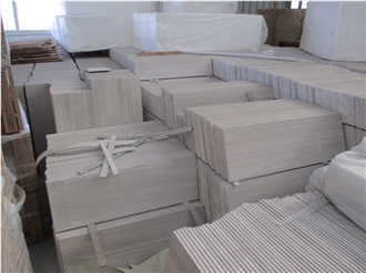 Chinese White Wood Grain Veins Marble Honed Tiles
