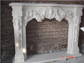Hot Sales White Hand Carved Marble Fireplace