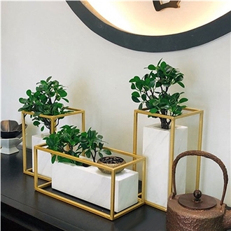 Interior Vase Volakas White Marble Decorative Ornament