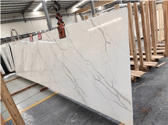 Polished Or Honed 3Cm 2Cm Calacatta 5068 Quartz Slabs