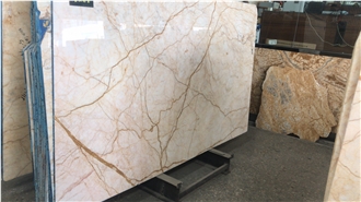 Goldtop New Quarry Natural Golden Cloud Marble Tiles Slabs