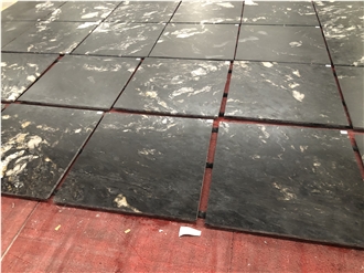 Cosmic Black Granite Leathered Surface Tiles