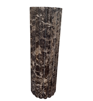 Dark Emperador Marble Brown Round Plinth Pedestal Table