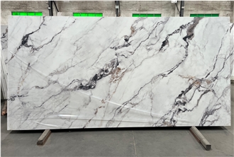 Full Body Printed Fendi White Quartz Slabs