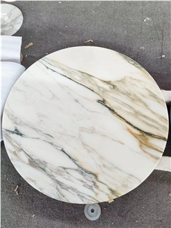 CNC Cutting Calacatta Macchia Marble, Round Cafe Table Tops