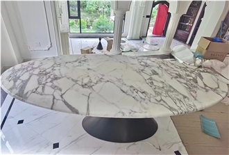 Luxury Italian Marble Arabescato Oval Dining Table Tops