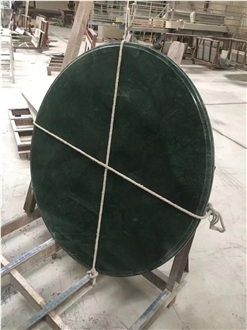 Round Marble Verde Guatemala Table Tops For Restaurant Decor