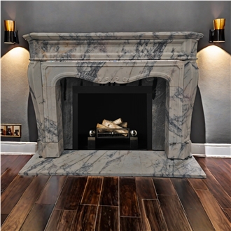 French Style Lilac Marble Fireplace