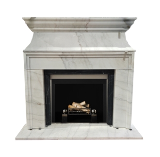 Guangxi White Marble Modern Style Indoor Fireplace Mantel