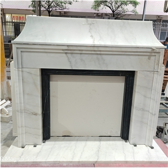 Guangxi White Marble Modern Style Indoor Fireplace Mantel
