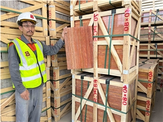 Iran Red Travertine Tiles - Soraya Red Travertine