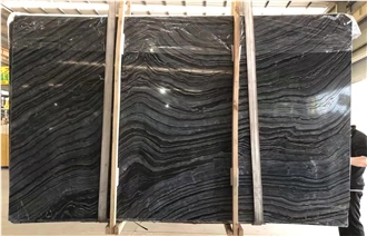 Chinese Polished Wooden Black Forest Marble Slabs