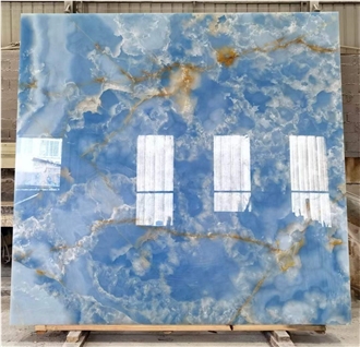 Translucent Natural Onyx Blue Stone Wall Panel Slabs