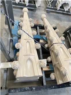 Beige Marble Outdoor  Garden Gazebo Pillars