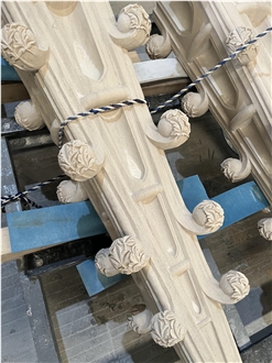 Beige Marble Outdoor  Garden Gazebo Pillars
