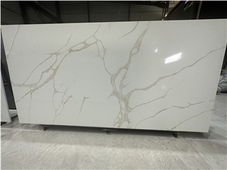 Artificial Calacatta Gold Quartz Stone Slabs Tiles