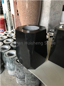 Absolute Black Granite Vase Monumental Vase