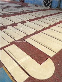 Brass Inlay Natural Marble Staircase For Villa