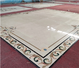 Crema Marfil Marble House Waterjet  Flooring Border Decos Pattern