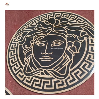 Versace Brand Logo Waterjet Inlay Floor Medallions Pattern