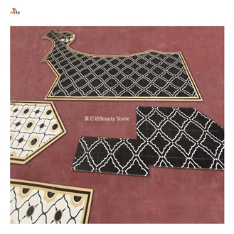 Water Jet Cut Inlay Marble Hotel Corridor Floor Tiles