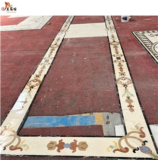 Waterjet Border Line Pattern Interior Flooring Tiles Design