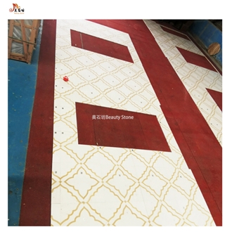 White Marble Inlay Waterjet Pattern Tile