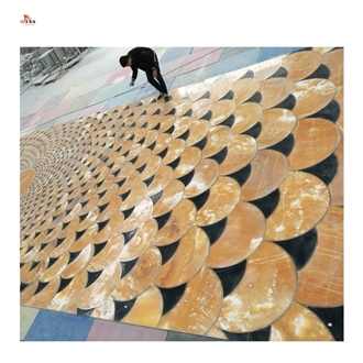 Yellow Marble Waterjet Medallions Floor Tile