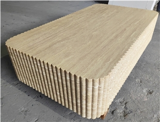 Fluted Travertine Coffee Table For Minimalism Living Room