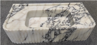 Wall Mounted Calacatta Viola Marble Bathroom Sink