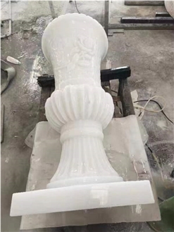 Chinese White Marble Polished  Flower Pots,Carved Flowers