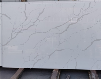 Snow White Calacatta Artificial Marble Pure White Quartz