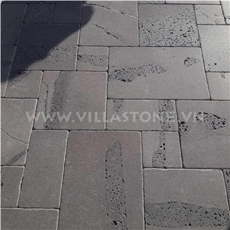 Tumbled Grey Lava Stone French Pattern Floor Tiles