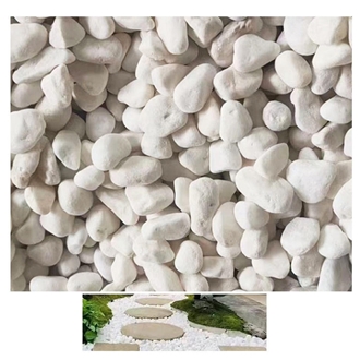 White Natural Stone Marble Tumbled Pebbles For Landscapping