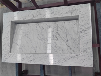 Natural Carrara White Marble Bathroom Custom Sink