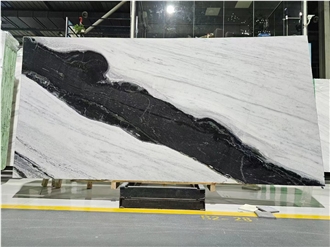 YDSTONE Natural Black Vein Panda White Marble Slabs