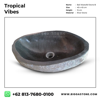 Indonesia Grey Riverstone  Square Basin