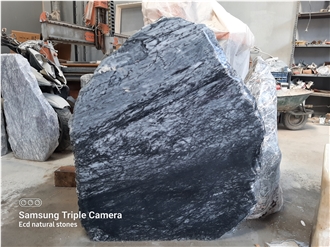 Black Shadow Marble Boulder Gravestone