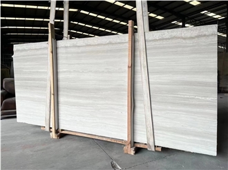 Polished White Wooden Marble Slabs For Wall