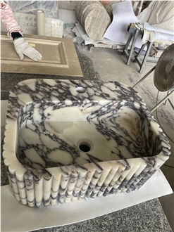 Calacatta Viola Solid Marble Wash Basin