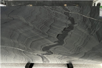 Dark Grey Quartzite With Black Veins Polished Slabs